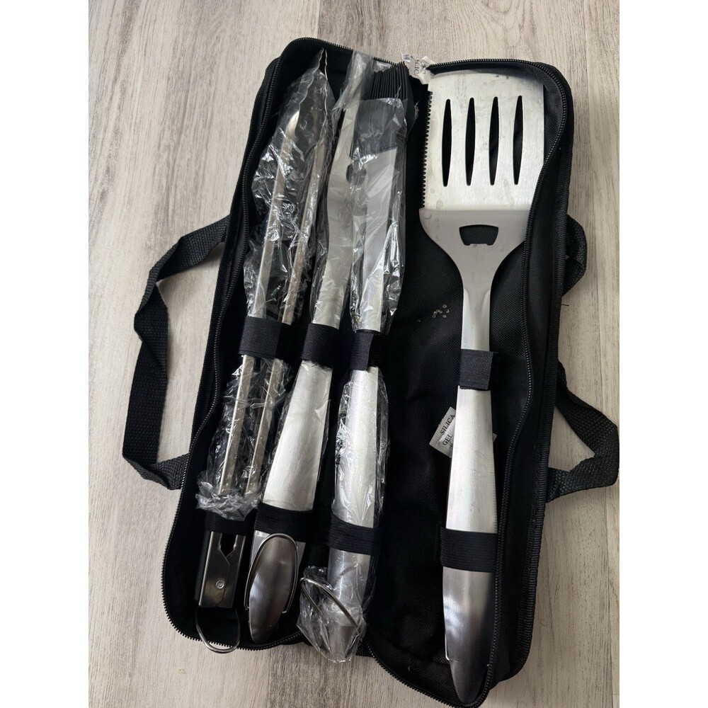 POLIGO BBQ Grill Tool Set Stainless Steel 5-Piece w/ Carrying Case Open Box